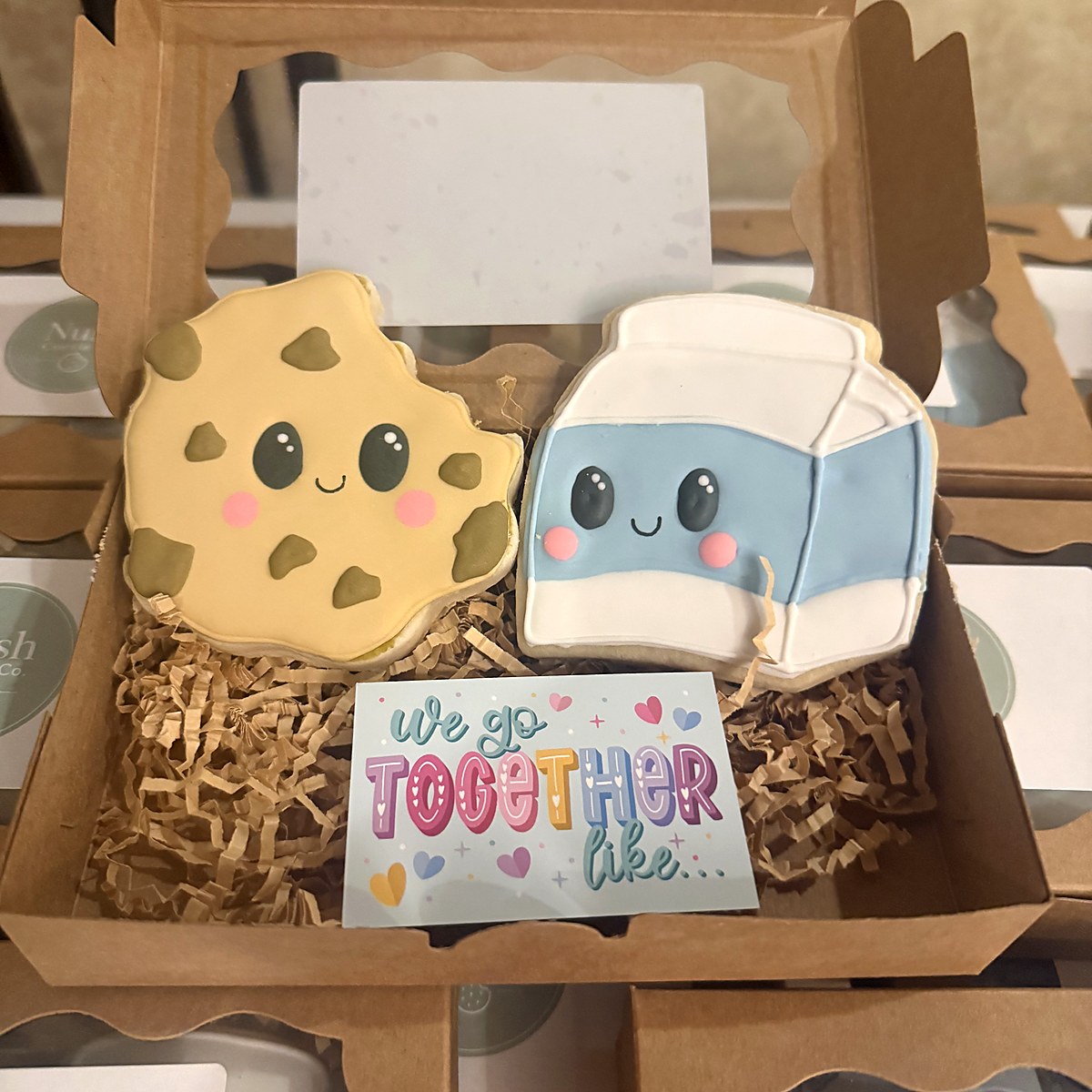 Cookie and milk gift box — decorated cookies for weddings and events